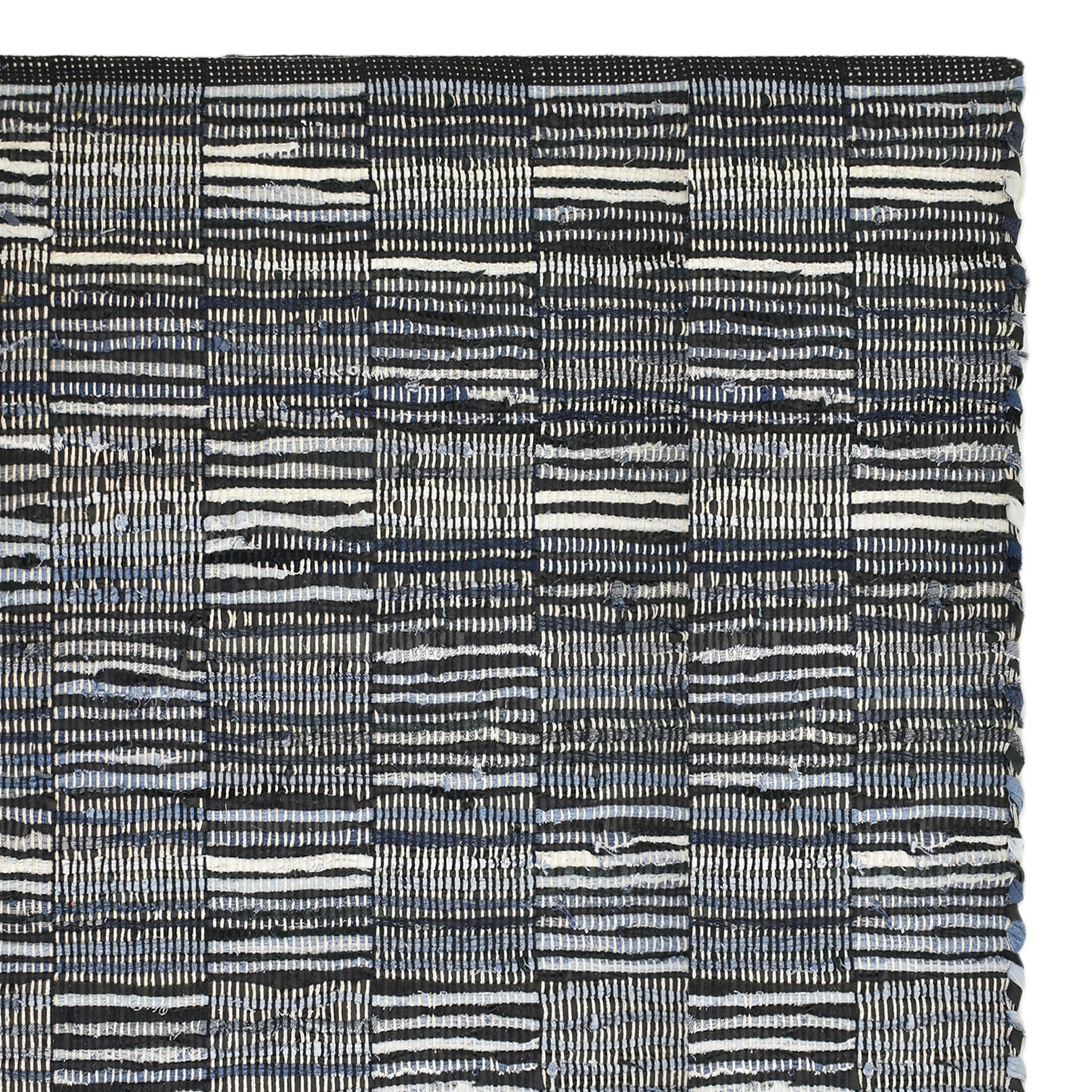 Checkered Denim & Leather Rug