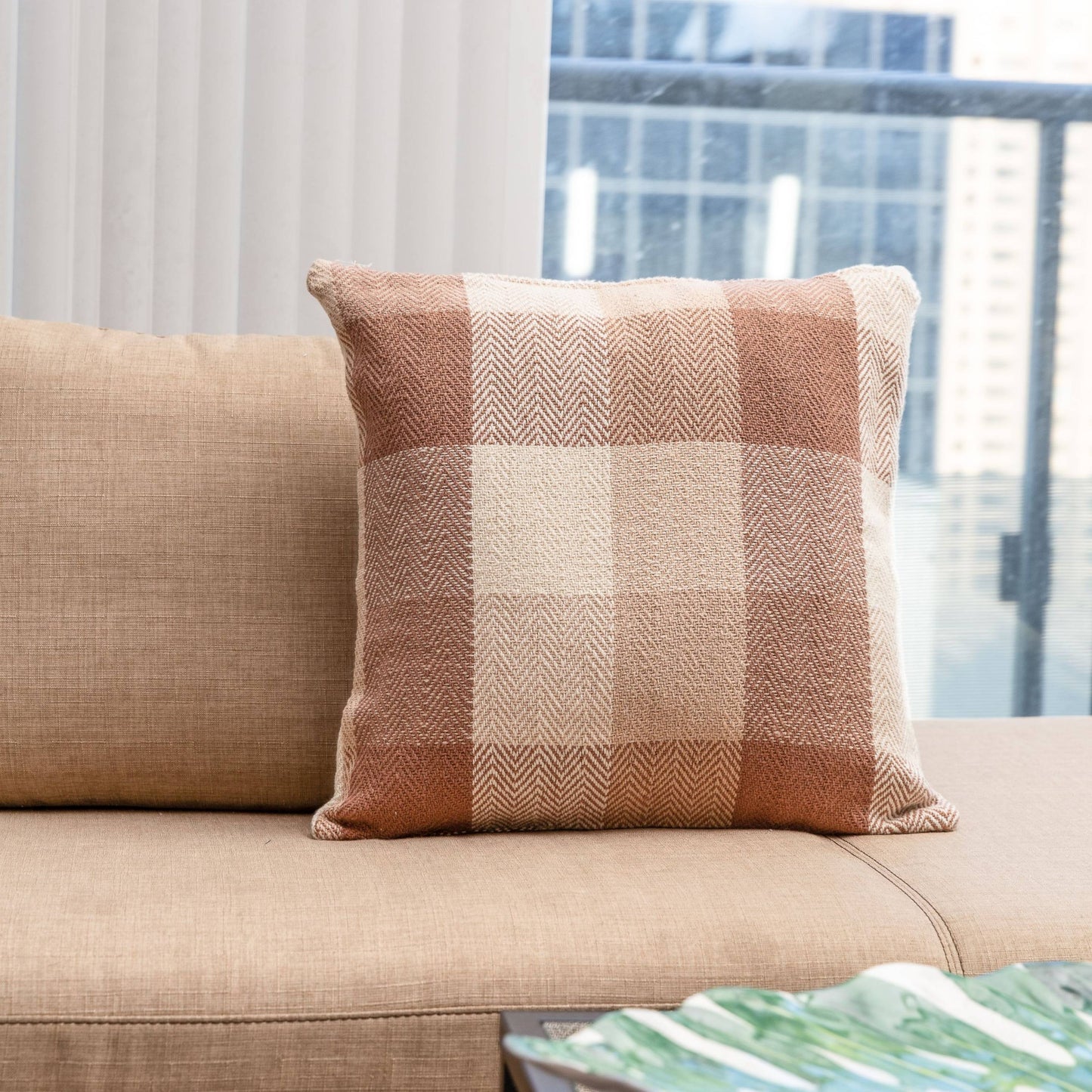 Herringbone Check Cotton Cushion with filler