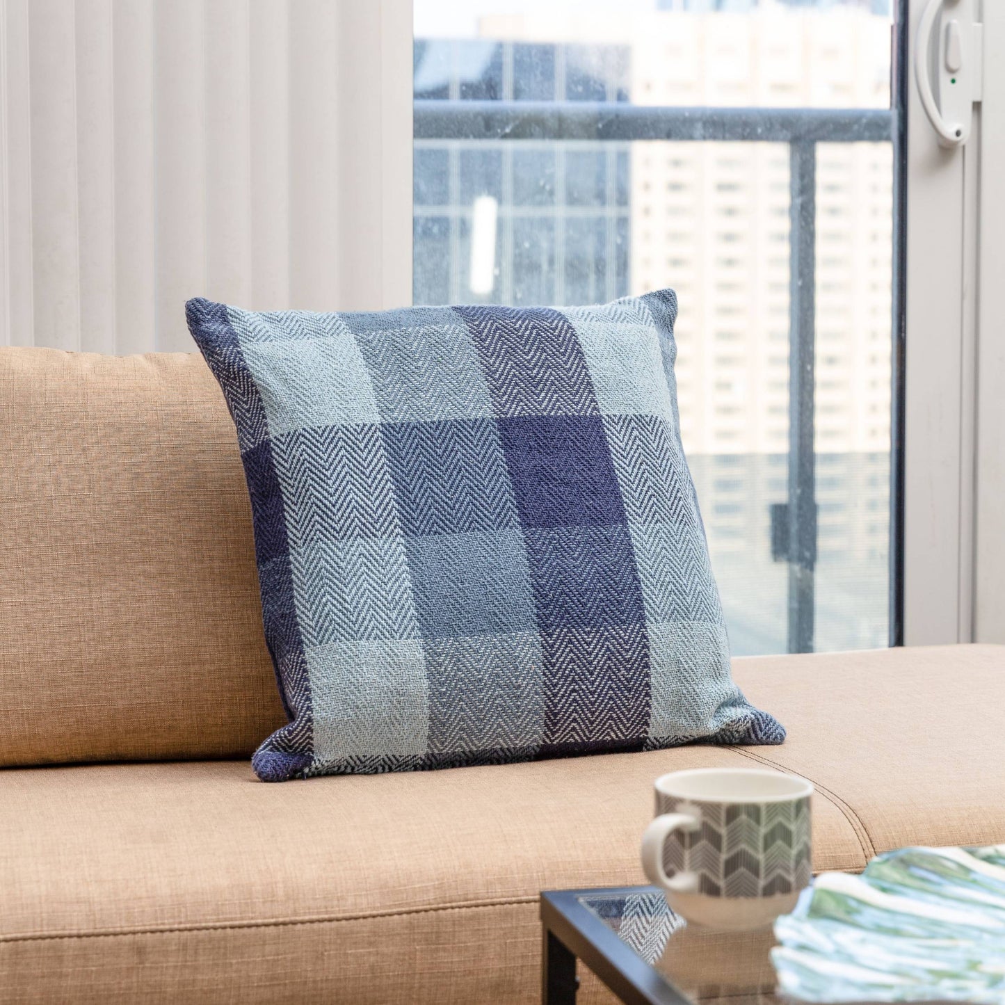Herringbone Check Cotton Cushion with filler