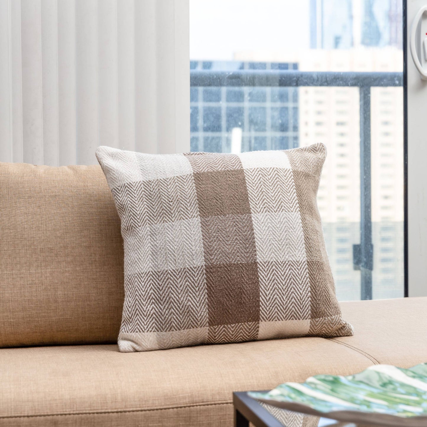 Herringbone Check Cotton Cushion with filler