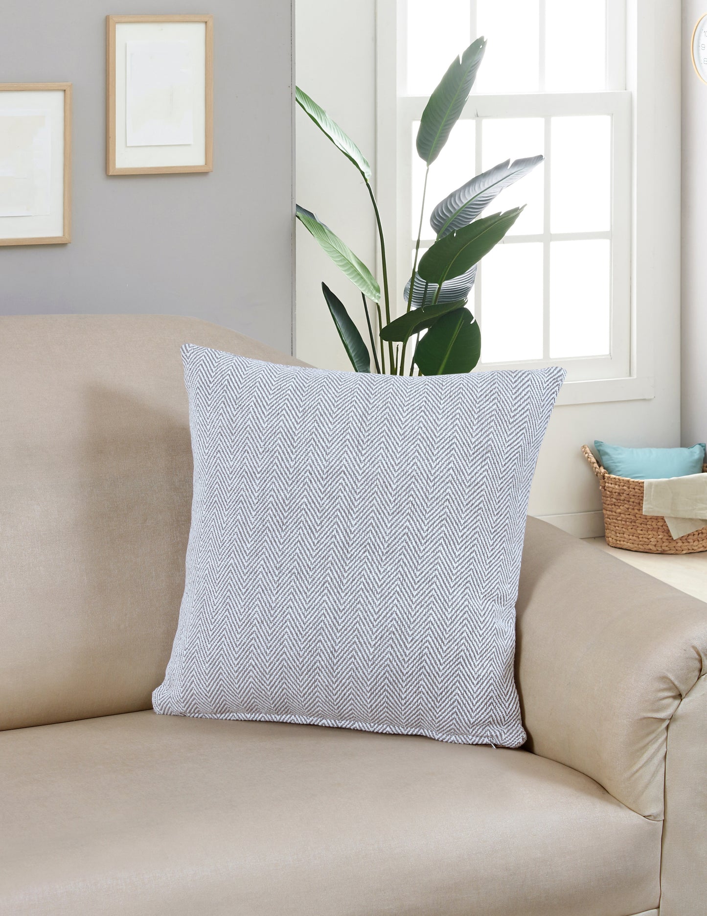 Herringbone Stripe Cotton Cushion with filler