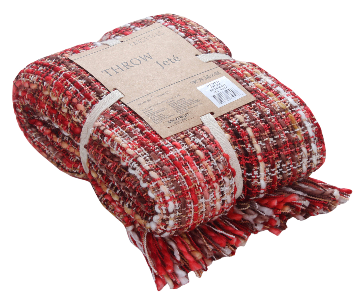 Florence Luxury Throw Blanket 50” x 60” – Soft & Cozy Decorative Throw for Sofa & Bed