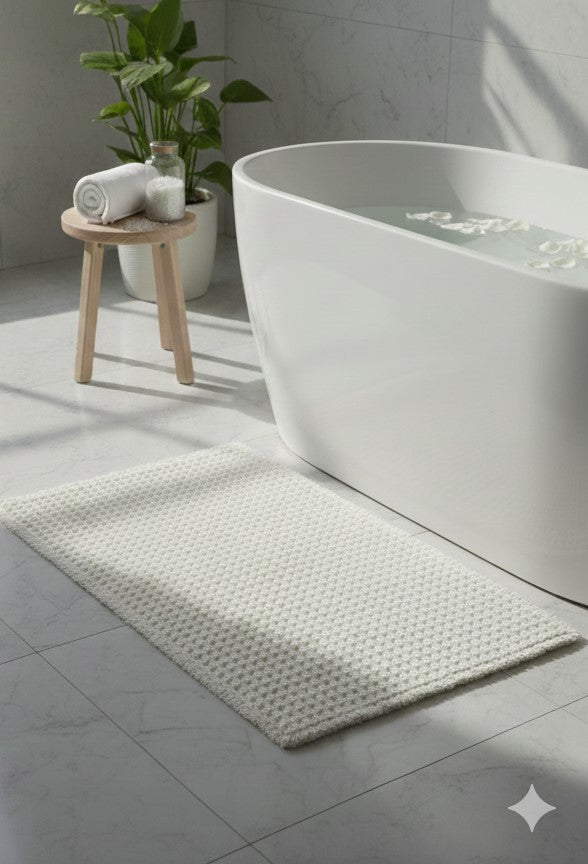 Belgian Waffle Bath Mat | Recycled Plastic Bottle Rug | Eco-Friendly Sustainable Bathmat | Soft Absorbent | Machine Washable | Multiple Sizes