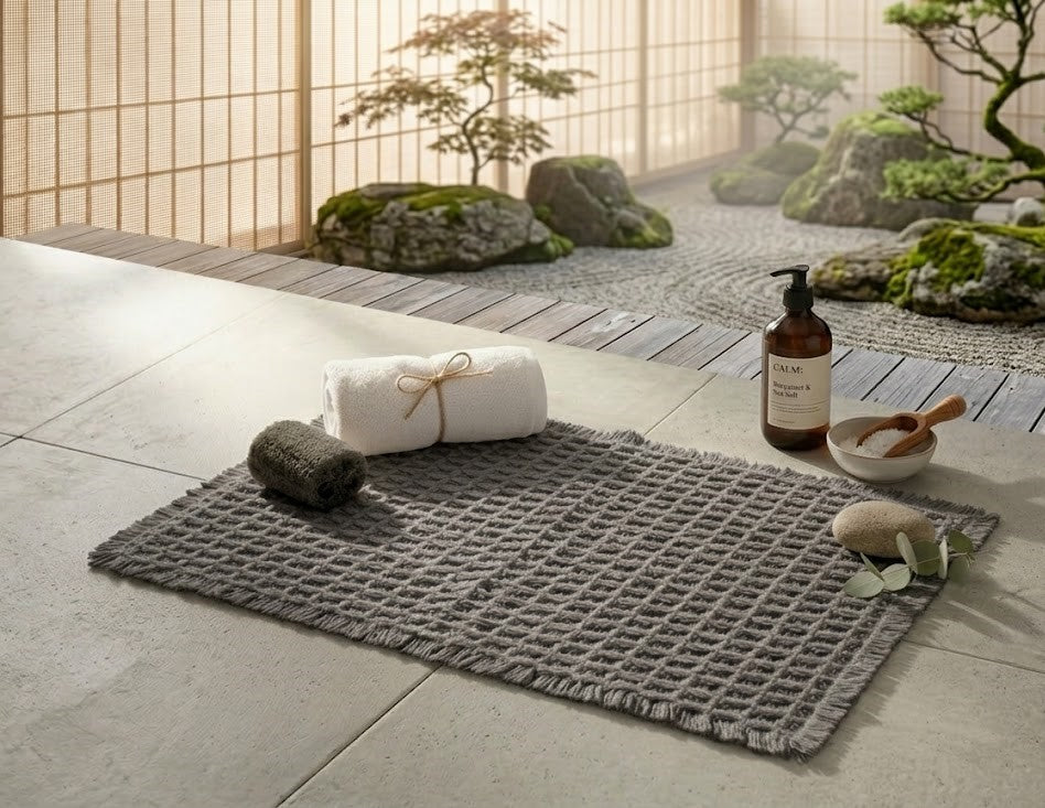 Belgian Waffle Bath Mat | Recycled Plastic Bottle Rug | Eco-Friendly Sustainable Bathmat | Soft Absorbent | Machine Washable | Multiple Sizes