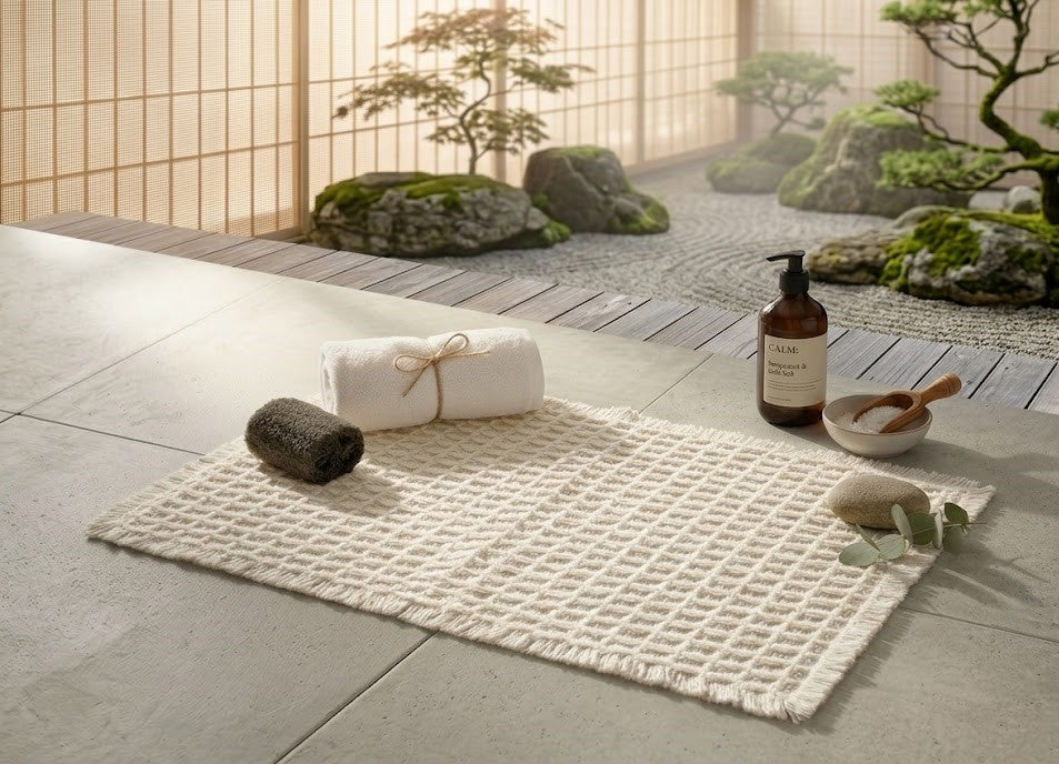 Belgian Waffle Bath Mat | Recycled Plastic Bottle Rug | Eco-Friendly Sustainable Bathmat | Soft Absorbent | Machine Washable | Multiple Sizes