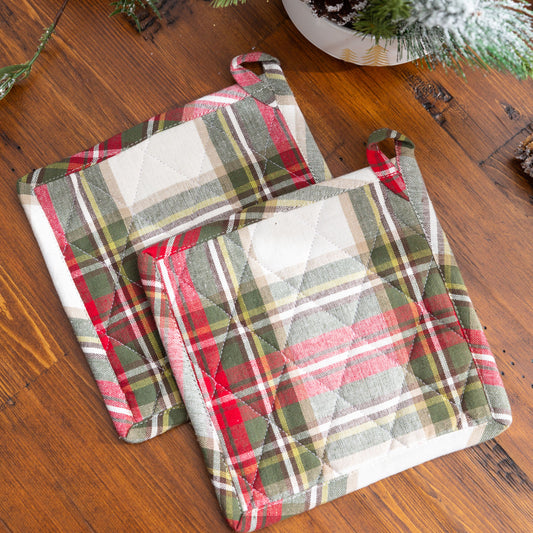 Celebration Plaid Cotton Pot Holder - Set of 2
