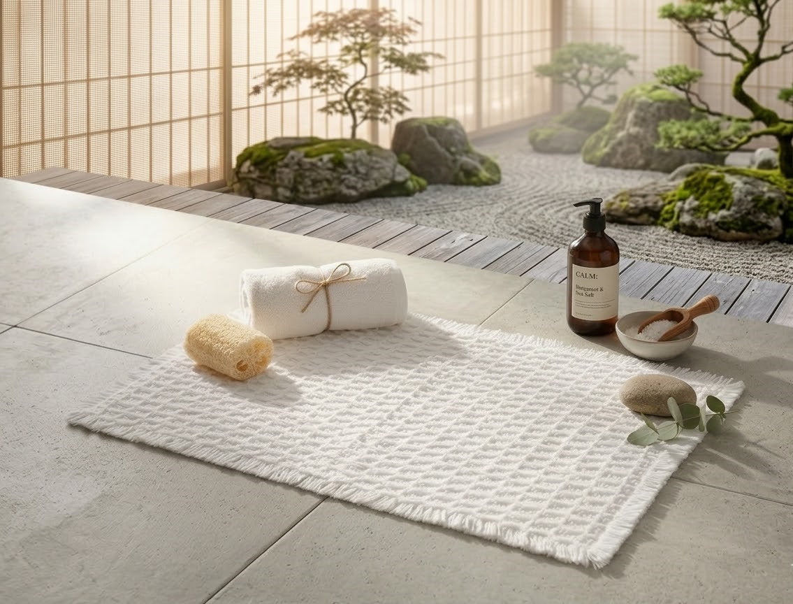 Belgian Waffle Bath Mat | Recycled Plastic Bottle Rug | Eco-Friendly Sustainable Bathmat | Soft Absorbent | Machine Washable | Multiple Sizes